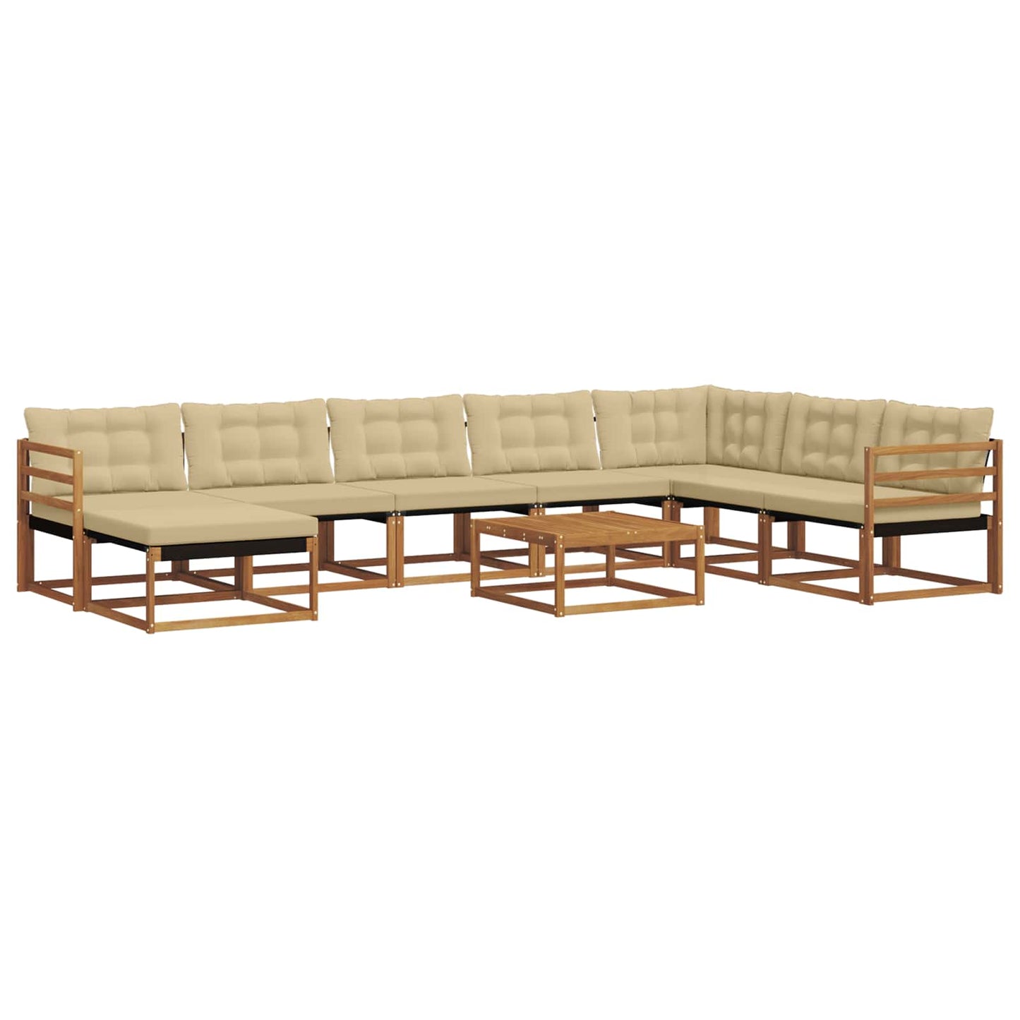 Buiten bankenset 9 pcs Natuurlijk en Beige Massief Acaciahout is nu te koop bij PeponiXL, paradijselijk wonen!