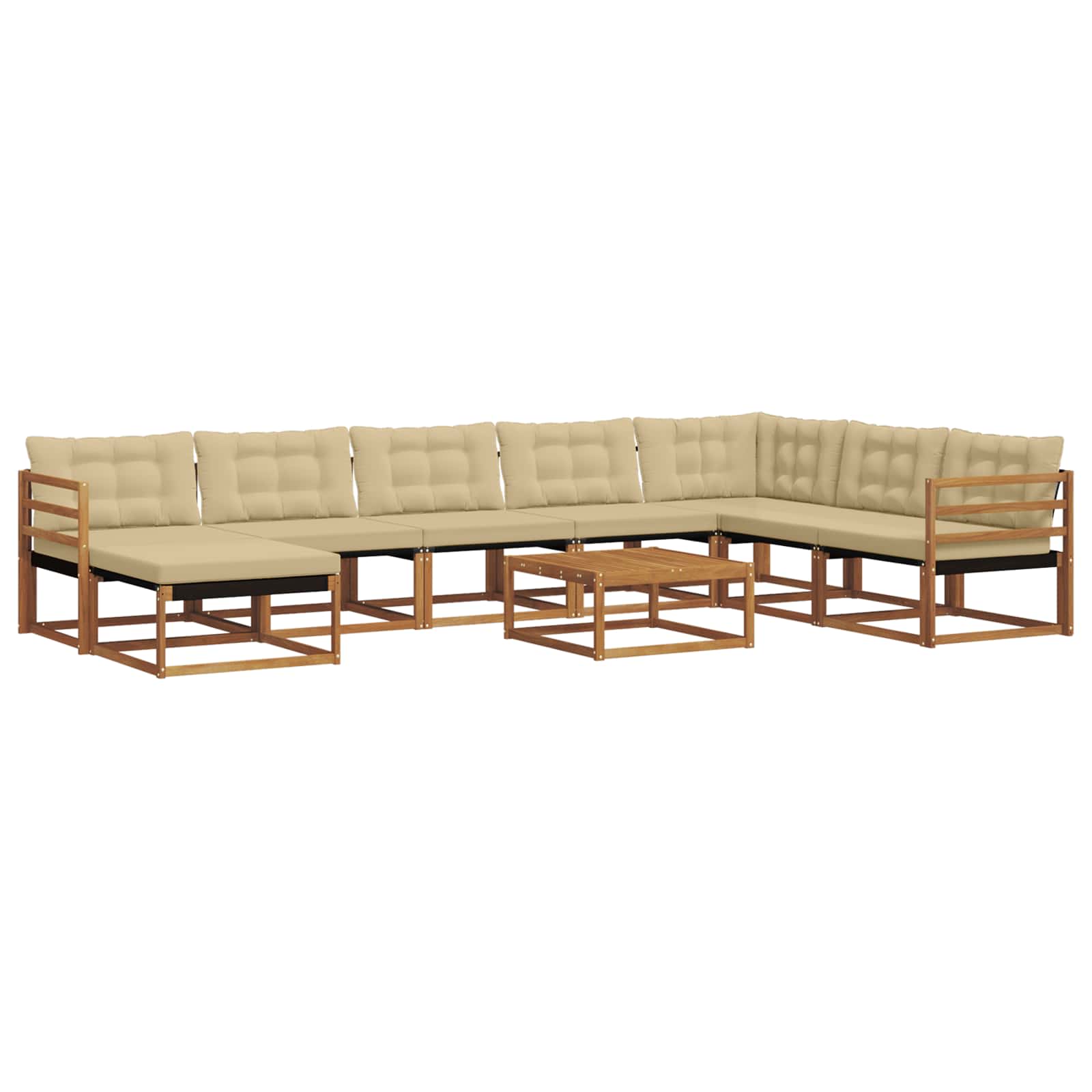 Buiten bankenset 9 pcs Natuurlijk en Beige Massief Acaciahout is nu te koop bij PeponiXL, paradijselijk wonen!