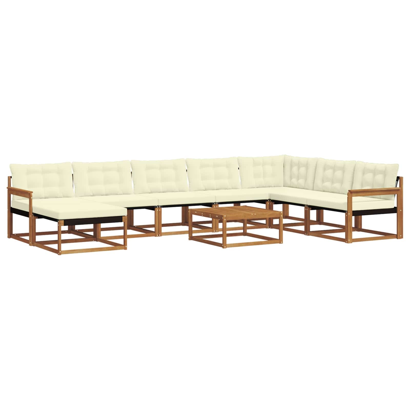 Buiten bankenset 9 pcs Natuurlijk en Crème Massief Acaciahout is nu te koop bij PeponiXL, paradijselijk wonen!