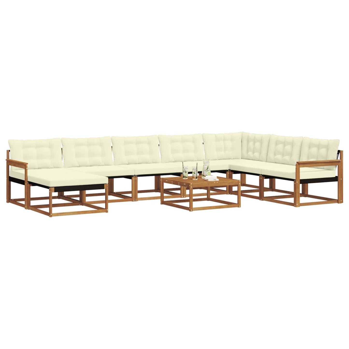 Buiten bankenset 9 pcs Natuurlijk en Crème Massief Acaciahout is nu te koop bij PeponiXL, paradijselijk wonen!