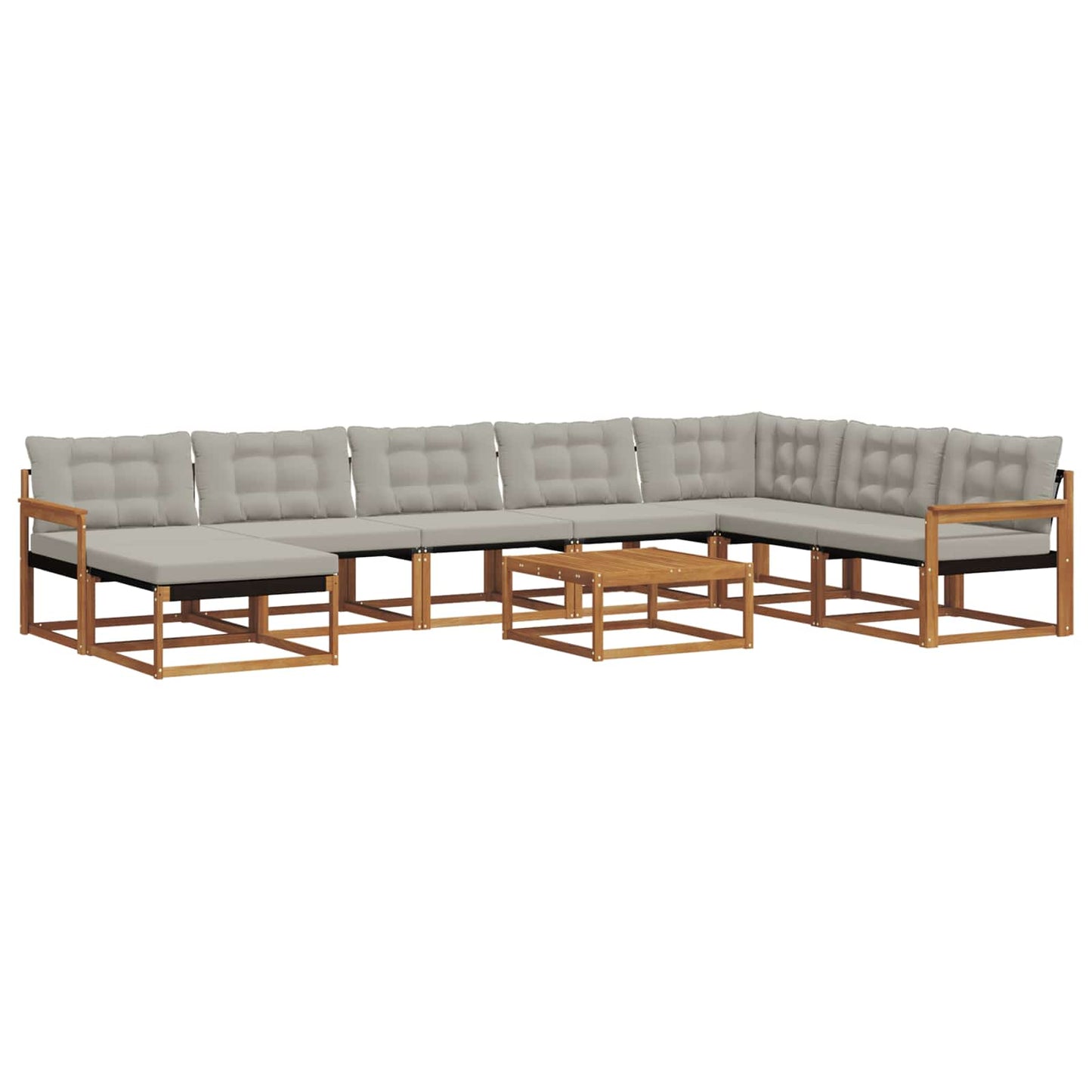 Buiten bankenset met kussen 9 pcs Natuurlijk en Lichtgrijs is nu te koop bij PeponiXL, paradijselijk wonen!