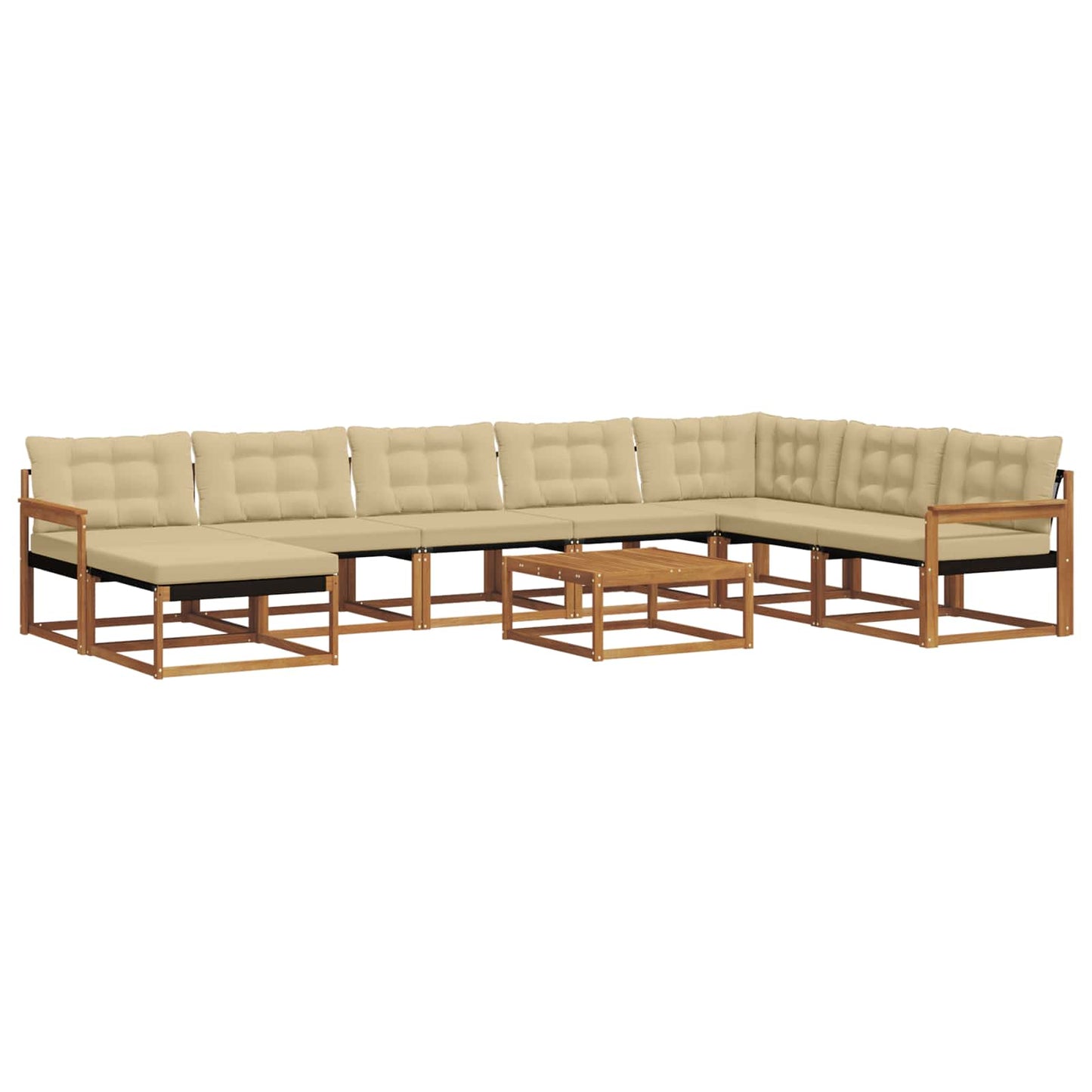 Buiten bankenset 9 pcs Natuurlijk en Beige Massief Acaciahout is nu te koop bij PeponiXL, paradijselijk wonen!