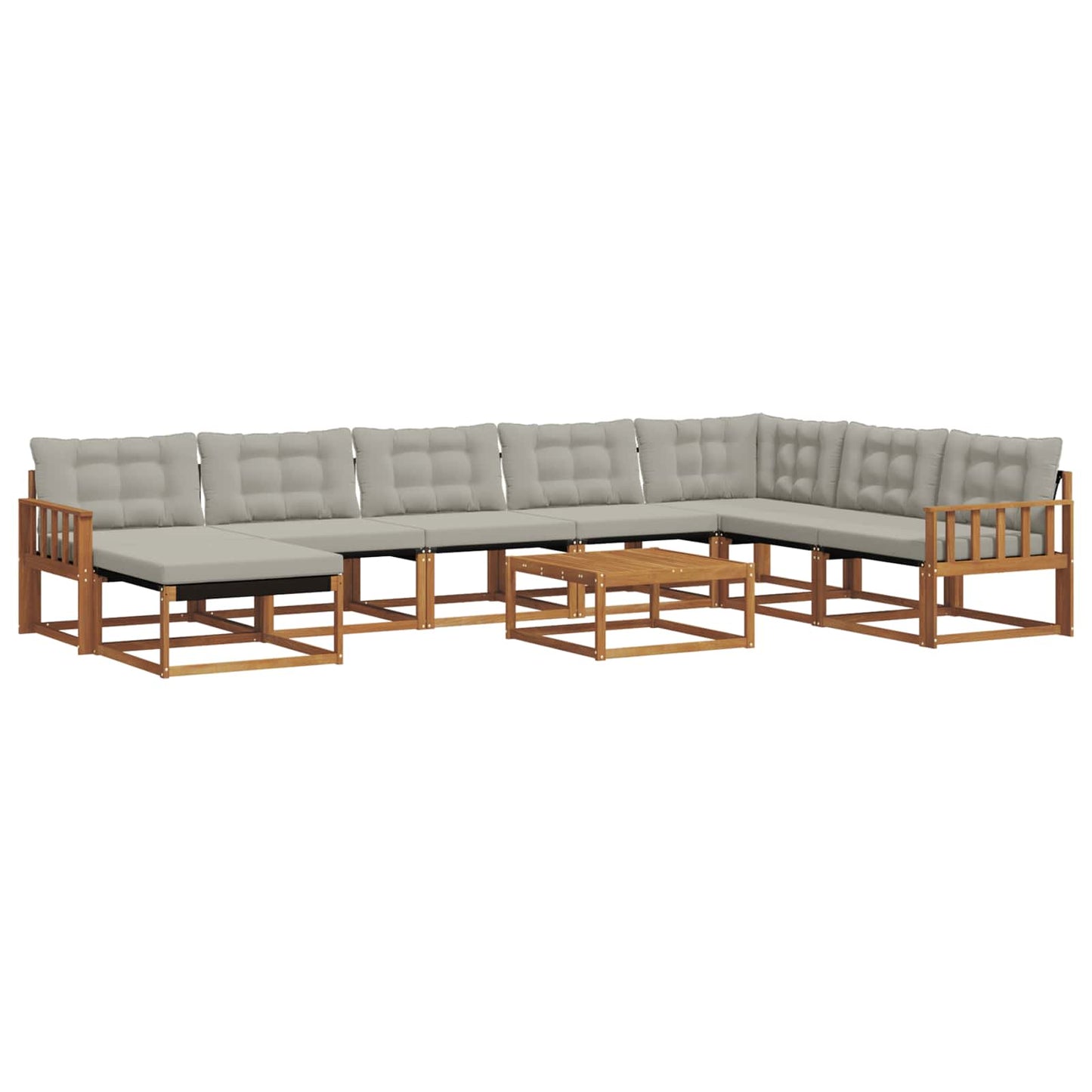 Buiten bankenset met kussen 9 pcs Natuurlijk en Lichtgrijs is nu te koop bij PeponiXL, paradijselijk wonen!