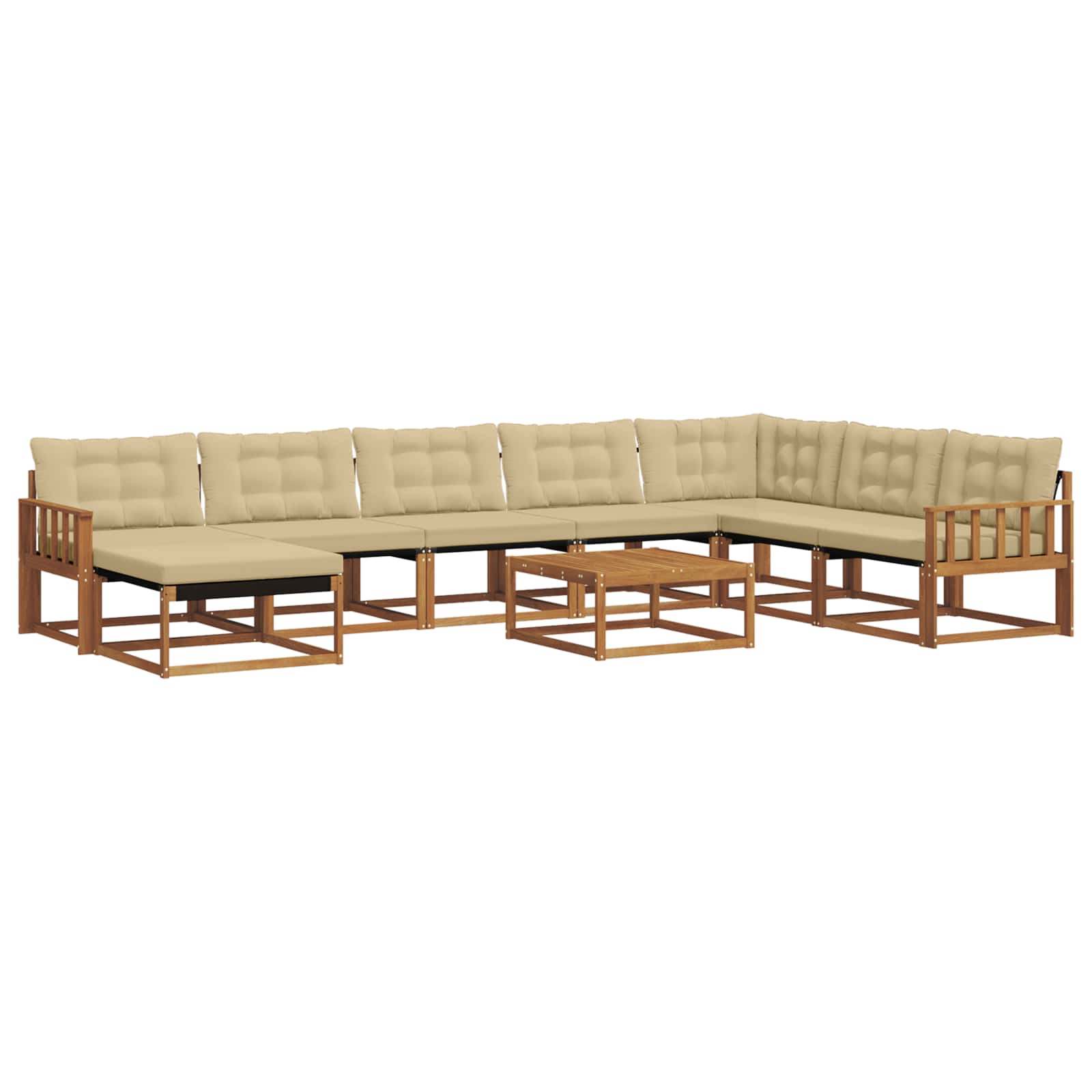 Buiten bankenset 9 pcs Natuurlijk en Beige Massief Acaciahout is nu te koop bij PeponiXL, paradijselijk wonen!