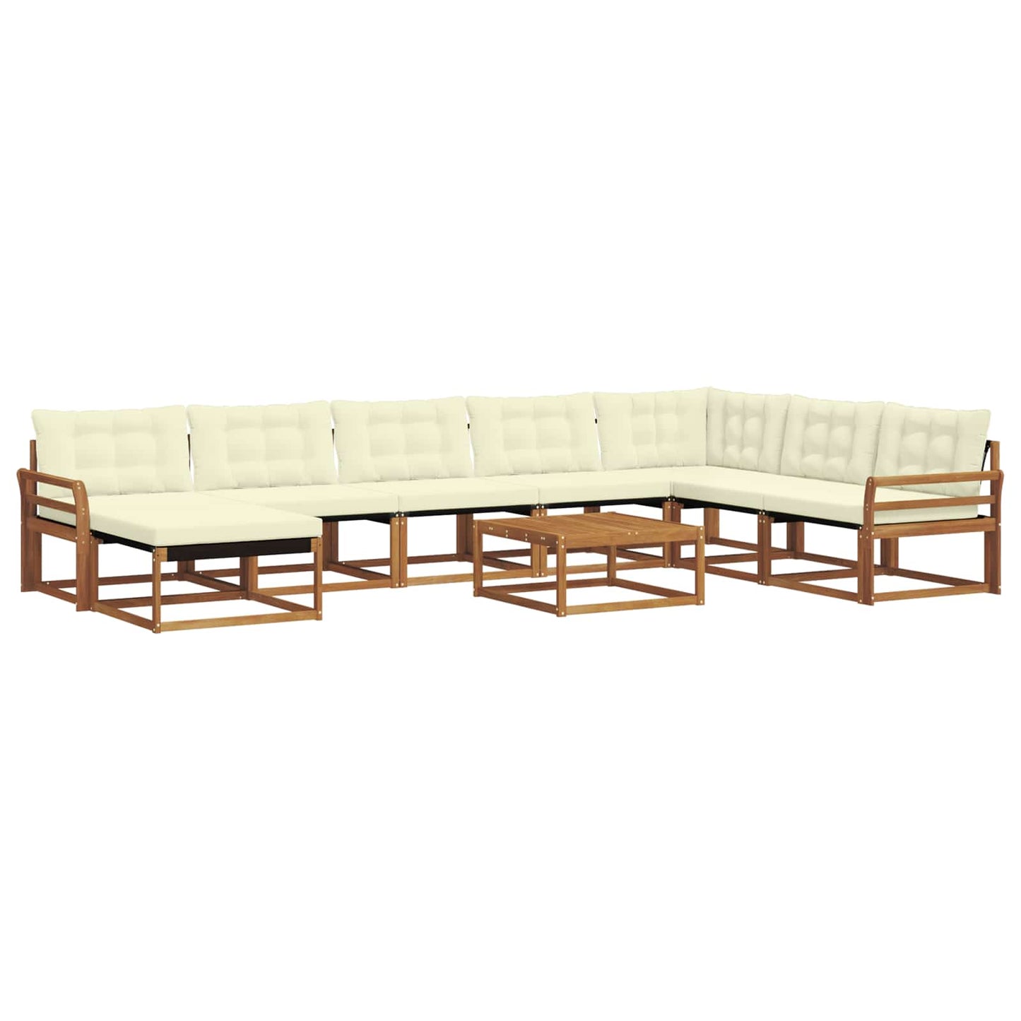 Buiten bankenset 9 pcs Natuurlijk en Crème Massief Acaciahout is nu te koop bij PeponiXL, paradijselijk wonen!