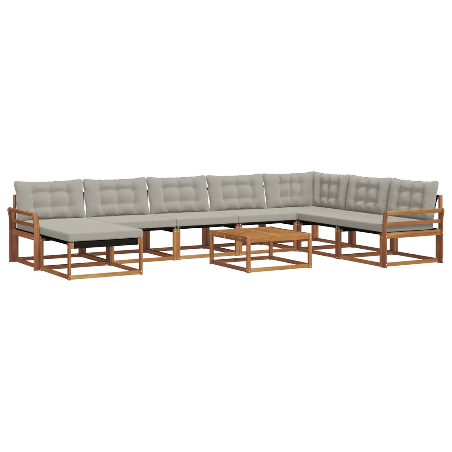 Buiten bankenset met kussen 9 pcs Natuurlijk en Lichtgrijs is nu te koop bij PeponiXL, paradijselijk wonen!
