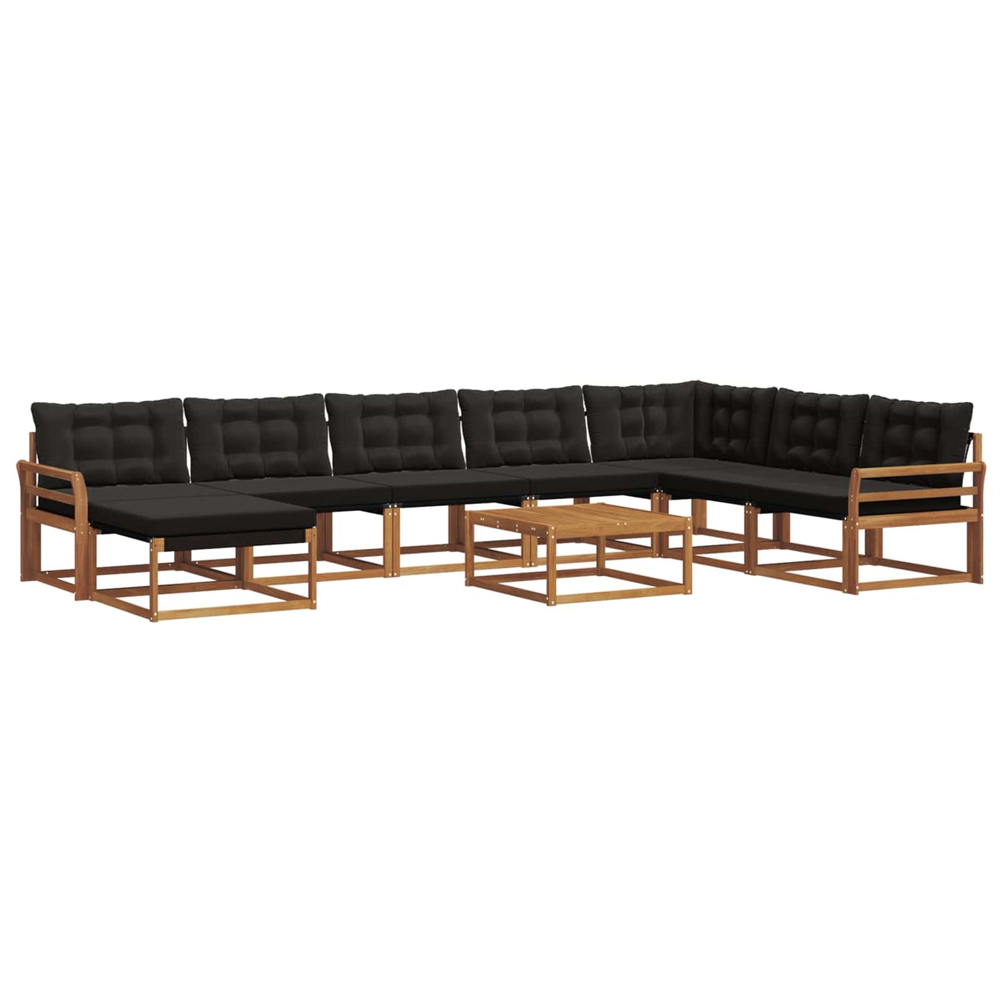 Buiten bankenset 9 pcs Natuurlijk en Zwart Massief Acaciahout is nu te koop bij PeponiXL, paradijselijk wonen!