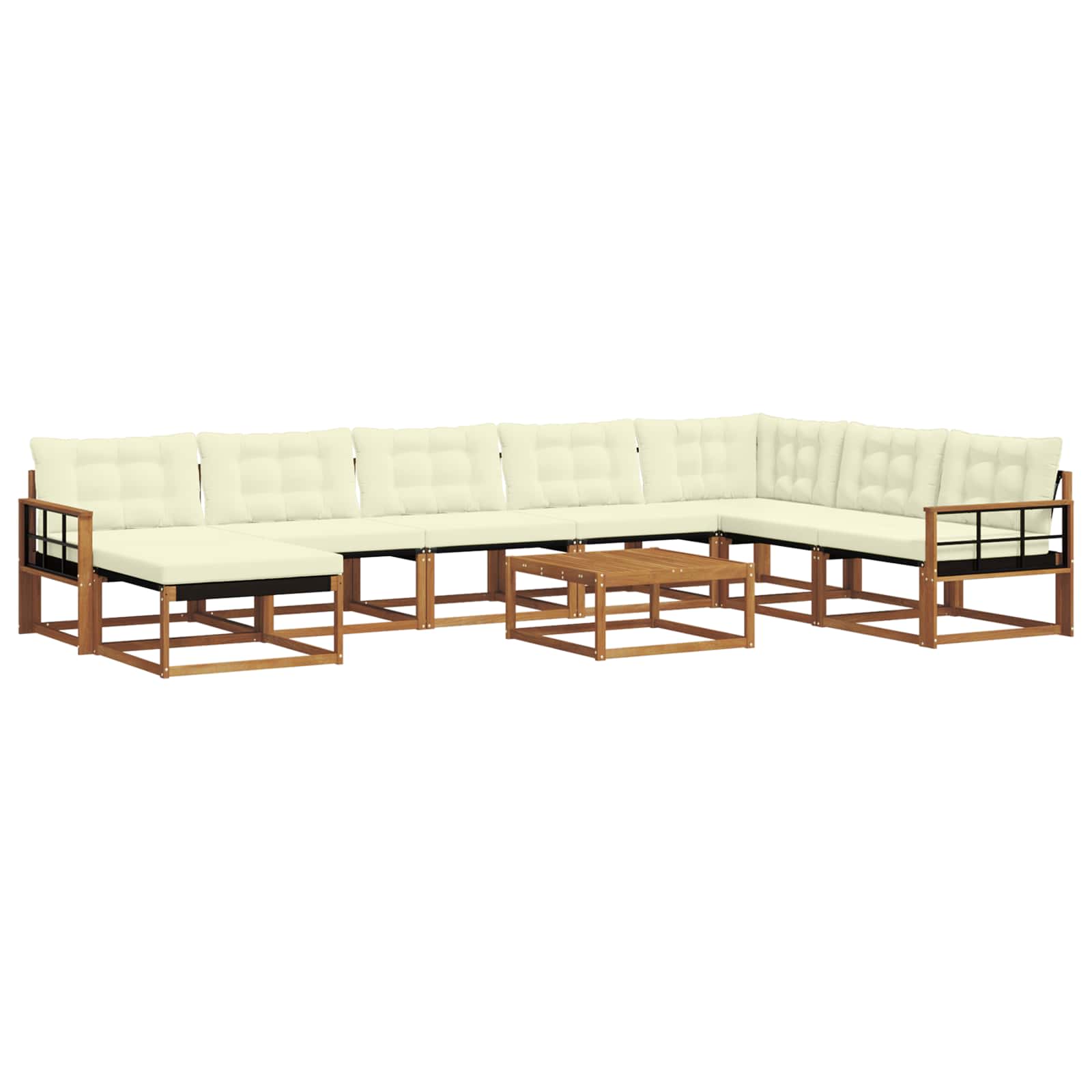 Buiten bankenset 9 pcs Natuurlijk en Crème Massief Acaciahout is nu te koop bij PeponiXL, paradijselijk wonen!