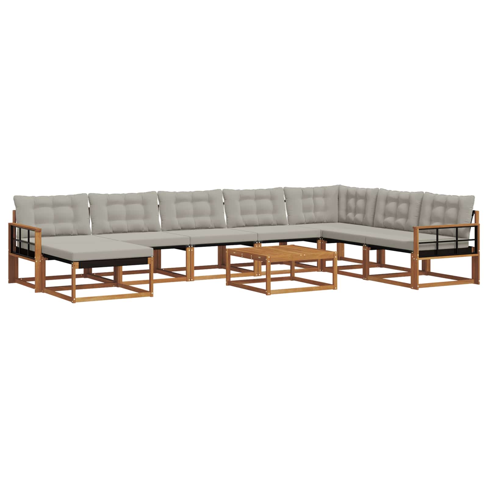 Buiten bankenset met kussen 9 pcs Natuurlijk en Lichtgrijs is nu te koop bij PeponiXL, paradijselijk wonen!