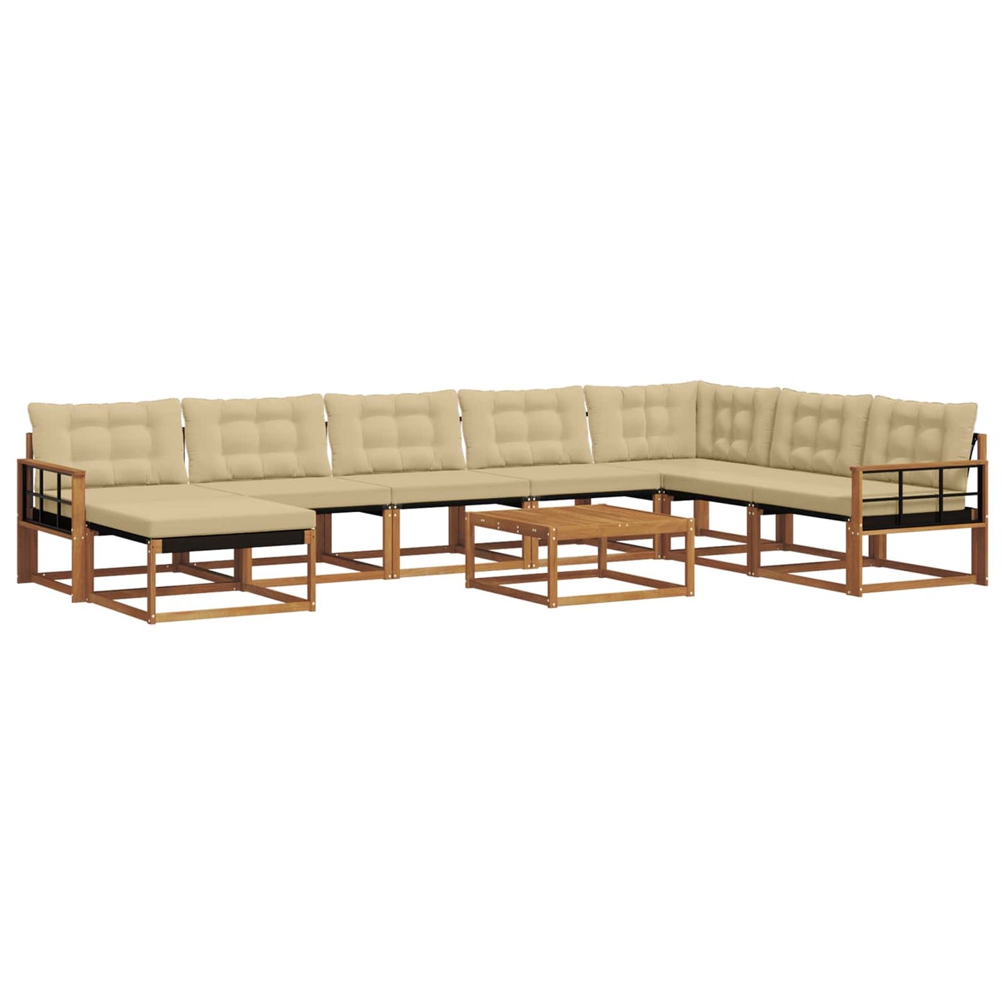 Buiten bankenset 9 pcs Natuurlijk en Beige Massief Acaciahout is nu te koop bij PeponiXL, paradijselijk wonen!