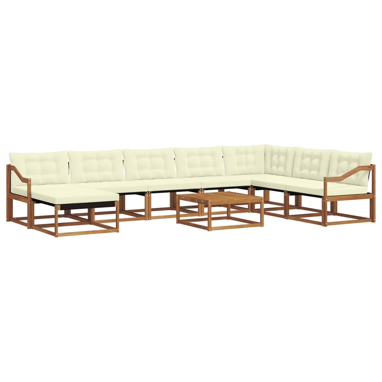 Buiten bankenset 9 pcs Natuurlijk en Crème Massief Acaciahout is nu te koop bij PeponiXL, paradijselijk wonen!