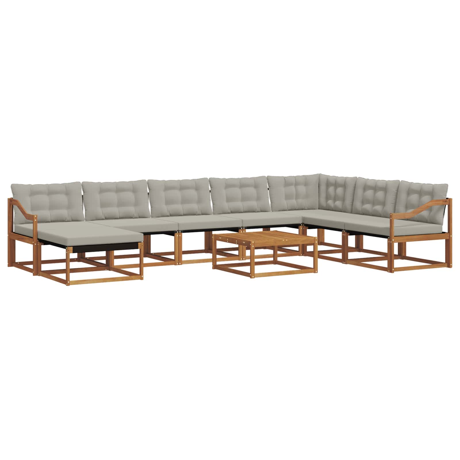 Buiten bankenset met kussen 9 pcs Natuurlijk en Lichtgrijs is nu te koop bij PeponiXL, paradijselijk wonen!