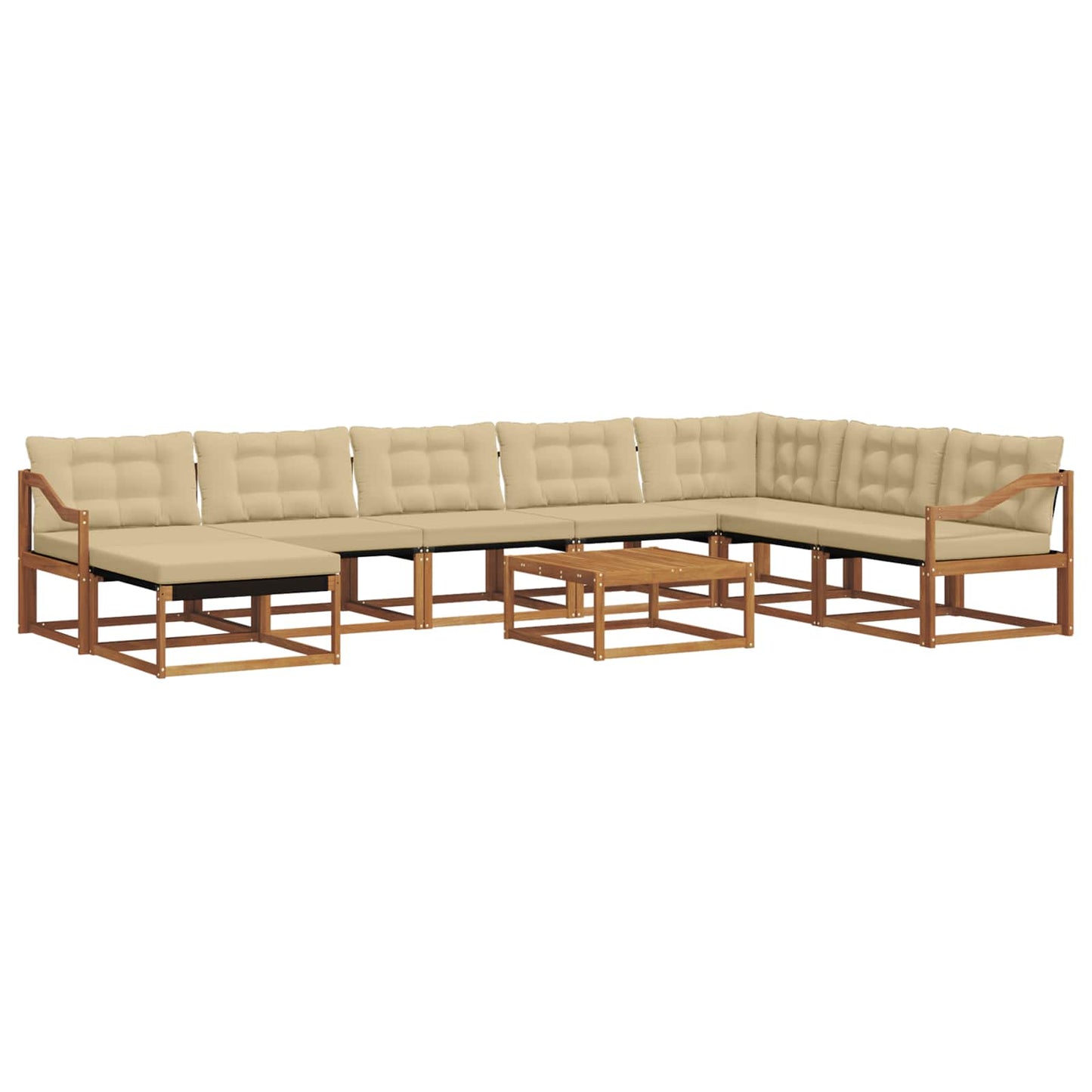 Buiten bankenset 9 pcs Natuurlijk en Beige Massief Acaciahout is nu te koop bij PeponiXL, paradijselijk wonen!