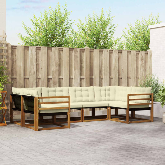 Buiten bankenset met kussen 6 pcs Natuurlijk en Crème is nu te koop bij PeponiXL, paradijselijk wonen!