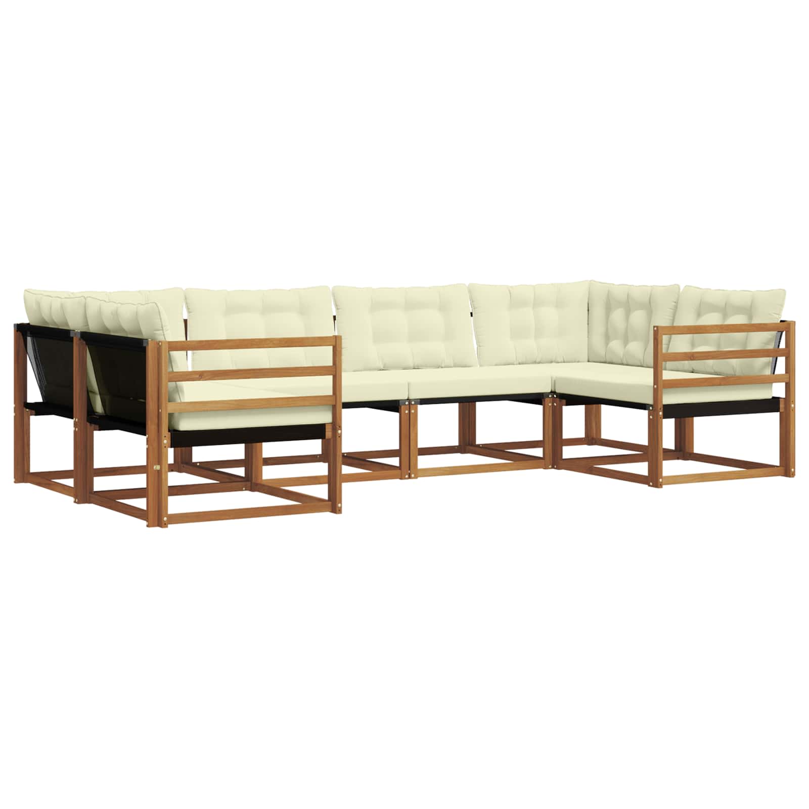 Buiten bankenset met kussen 6 pcs Natuurlijk en Crème is nu te koop bij PeponiXL, paradijselijk wonen!