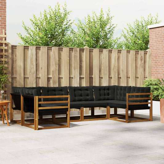 Buiten bankenset met kussen 6 pcs Natuurlijk en Zwart is nu te koop bij PeponiXL, paradijselijk wonen!