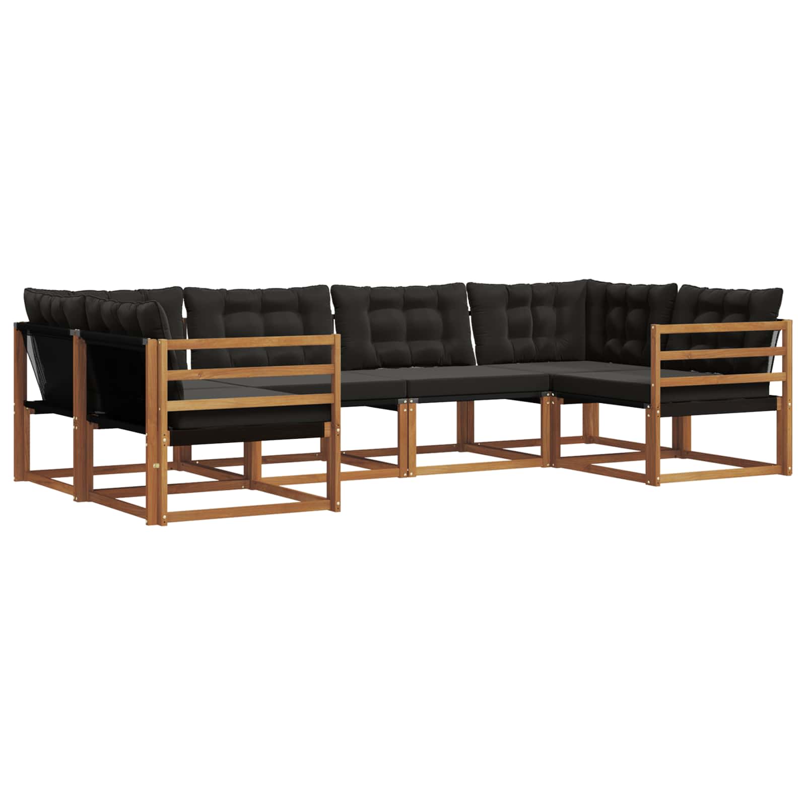 Buiten bankenset met kussen 6 pcs Natuurlijk en Zwart is nu te koop bij PeponiXL, paradijselijk wonen!