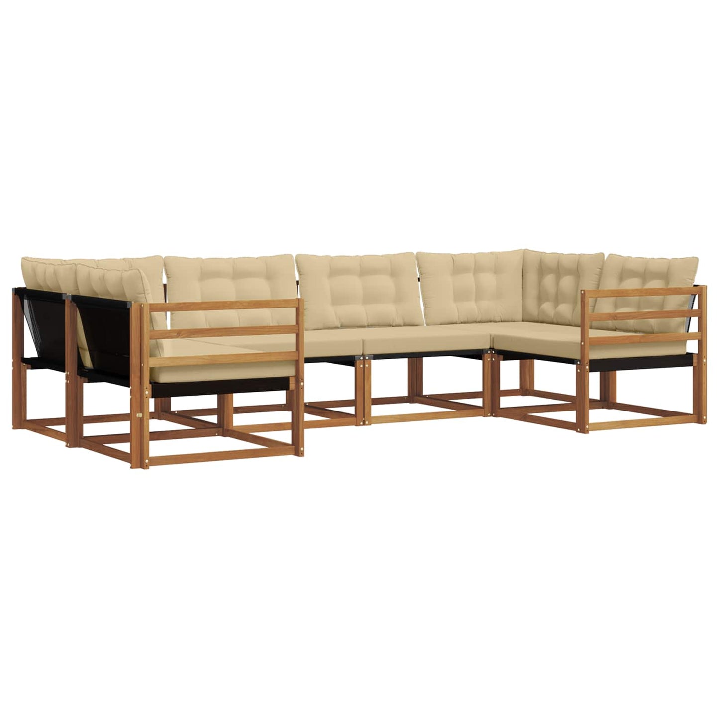 Buiten bankenset met kussen 6 pcs Natuurlijk en Beige is nu te koop bij PeponiXL, paradijselijk wonen!