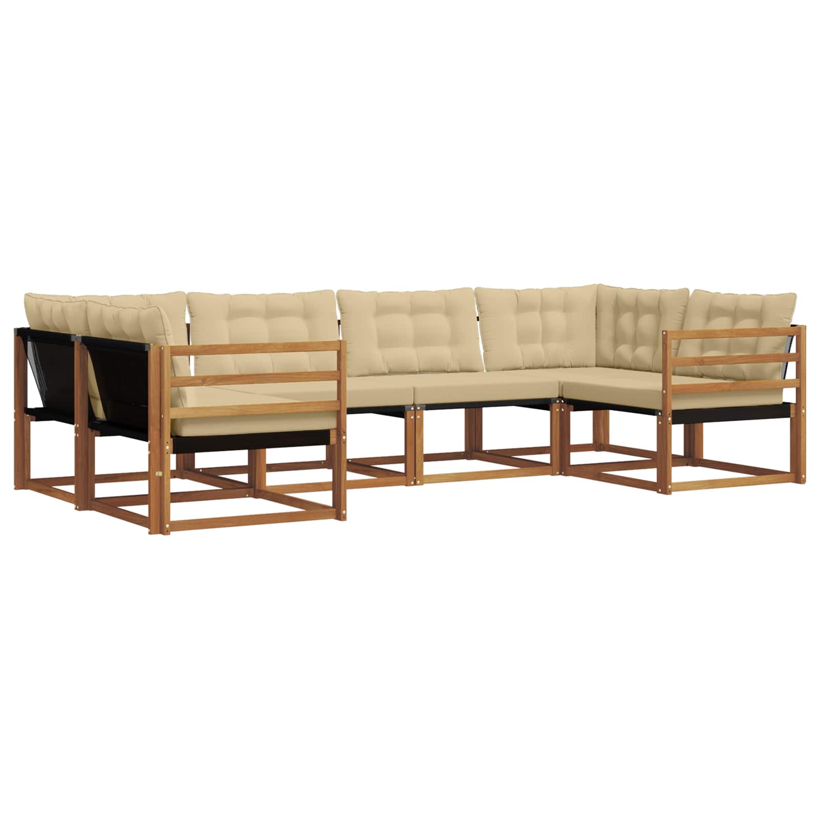Buiten bankenset met kussen 6 pcs Natuurlijk en Beige is nu te koop bij PeponiXL, paradijselijk wonen!