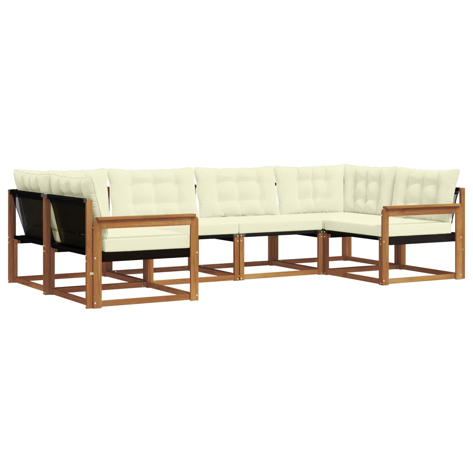 Buiten bankenset met kussen 6 pcs Natuurlijk en Crème is nu te koop bij PeponiXL, paradijselijk wonen!