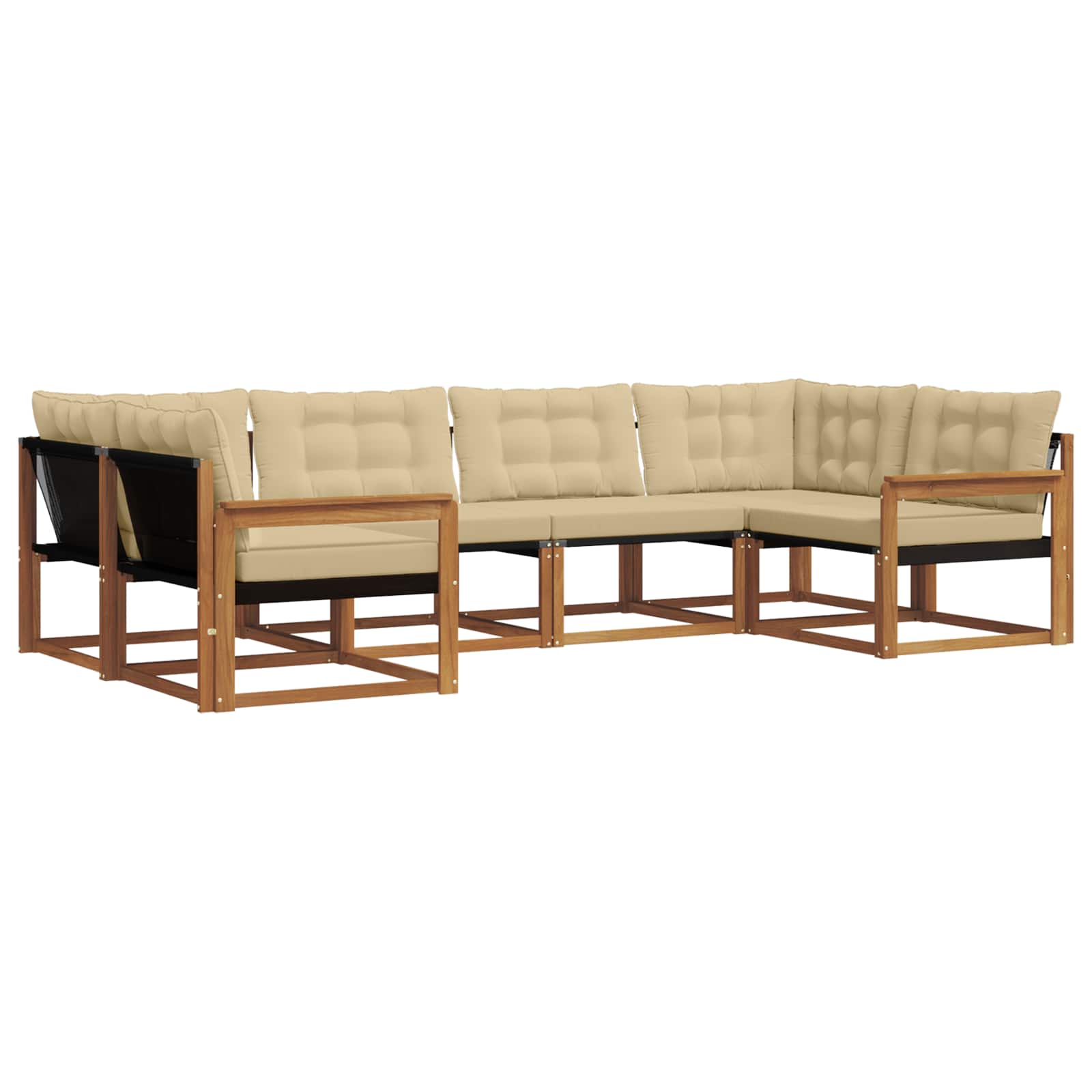 Buiten bankenset met kussen 6 pcs Natuurlijk en Beige is nu te koop bij PeponiXL, paradijselijk wonen!