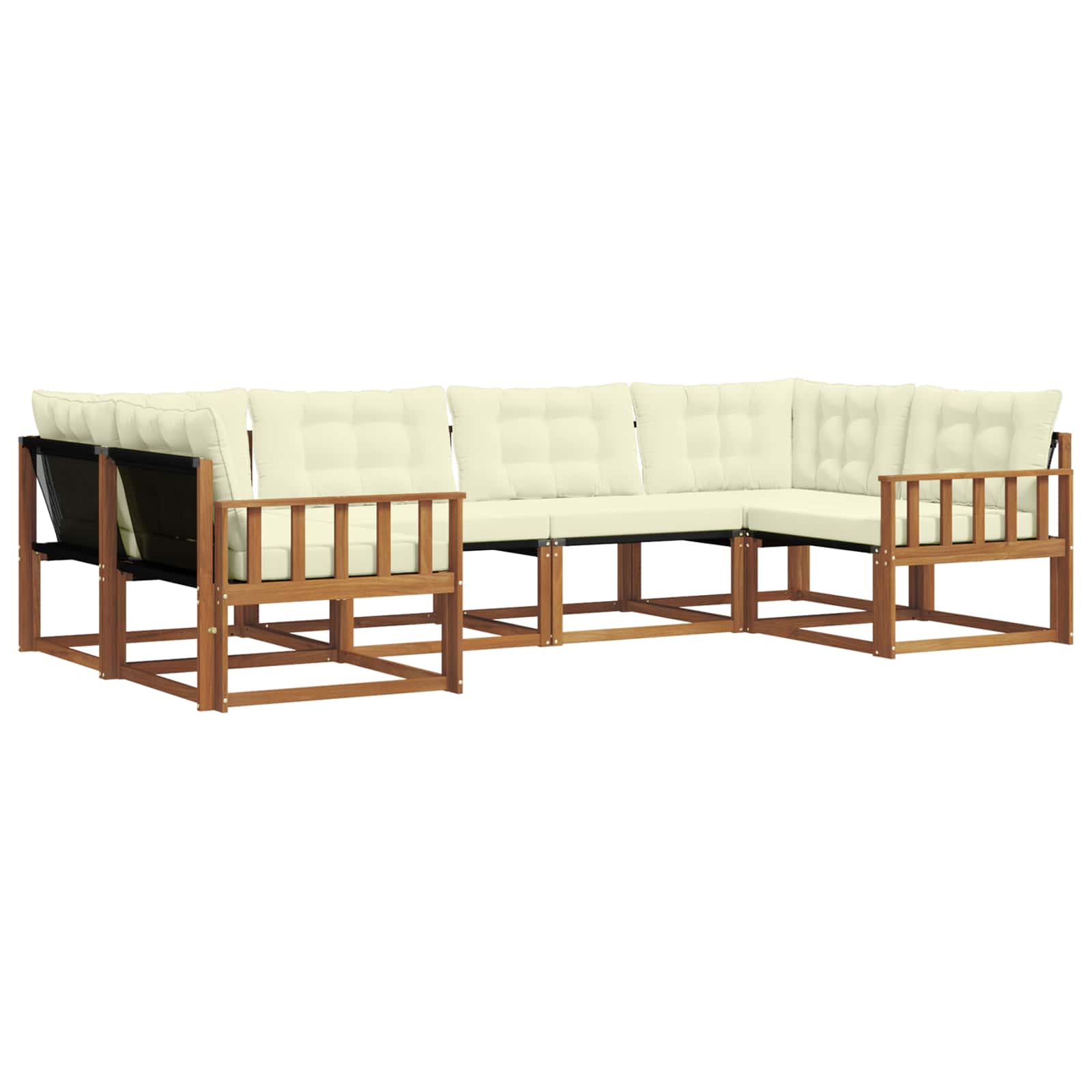 Buiten bankenset met kussen 6 pcs Natuurlijk en Crème is nu te koop bij PeponiXL, paradijselijk wonen!