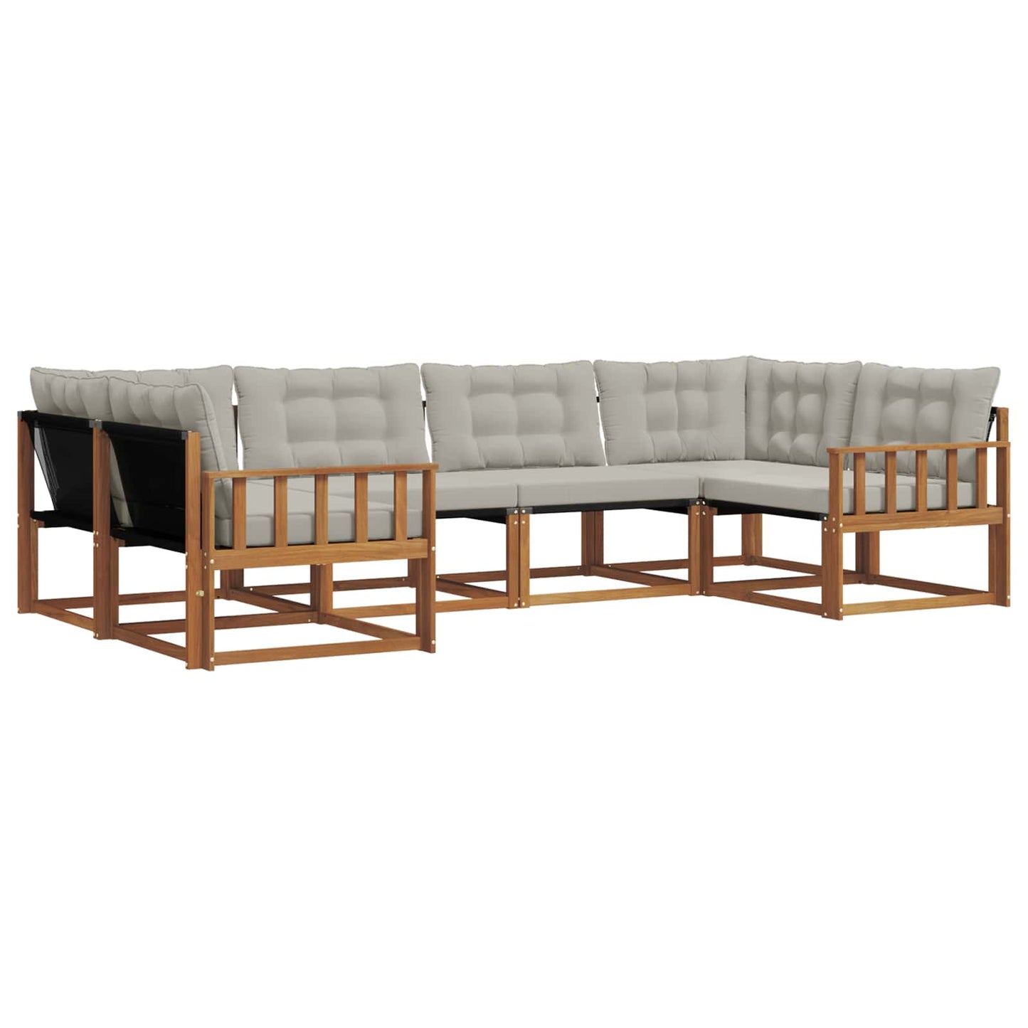 Buiten bankenset met kussen 6 pcs Natuurlijk en Lichtgrijs is nu te koop bij PeponiXL, paradijselijk wonen!