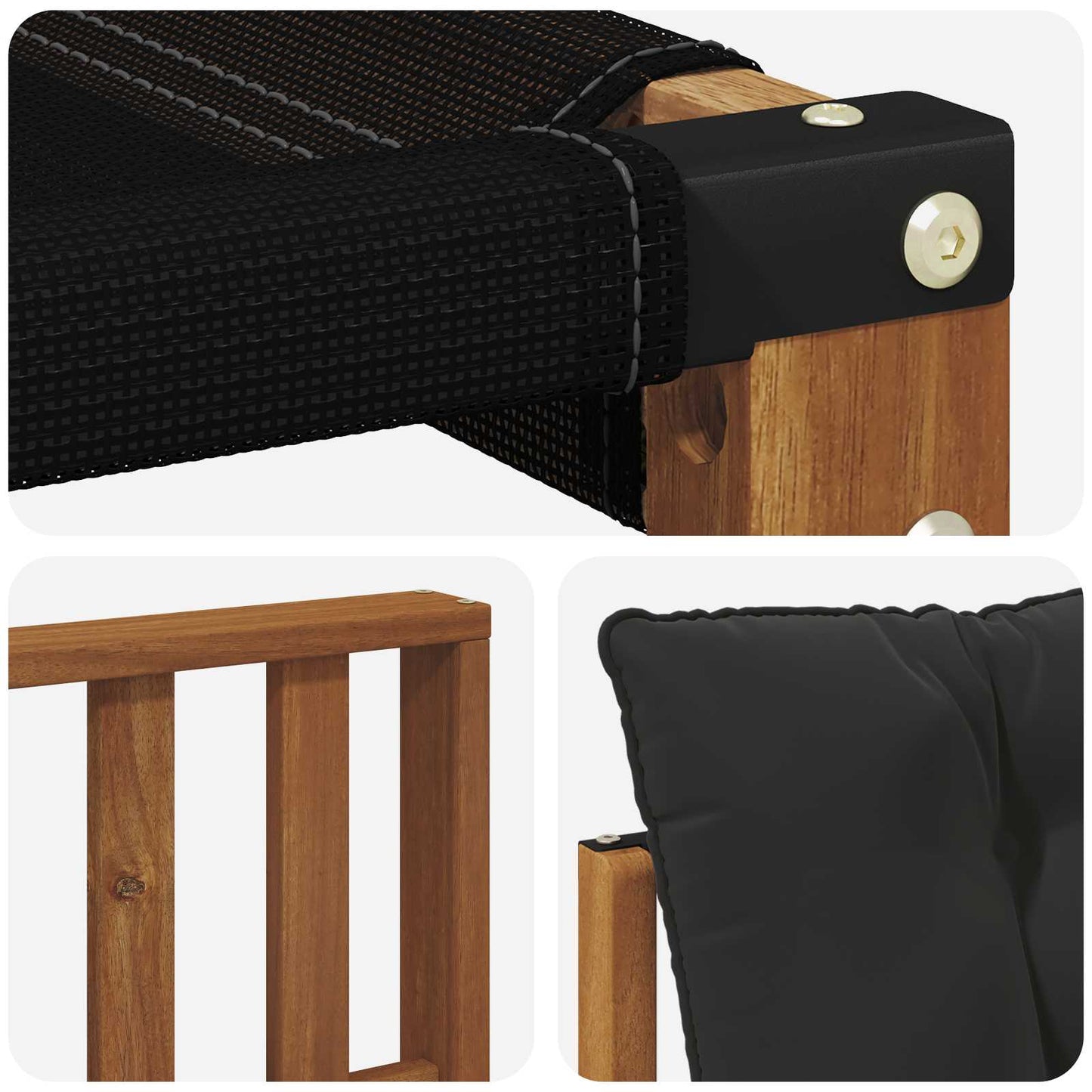 Buiten bankenset met kussen 6 pcs Natuurlijk en Zwart is nu te koop bij PeponiXL, paradijselijk wonen!