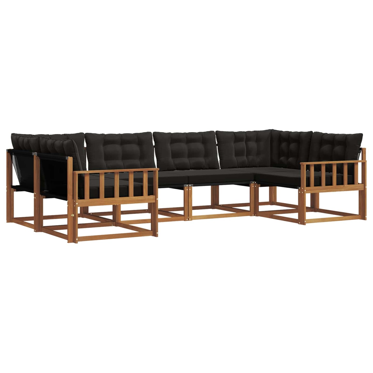 Buiten bankenset met kussen 6 pcs Natuurlijk en Zwart is nu te koop bij PeponiXL, paradijselijk wonen!