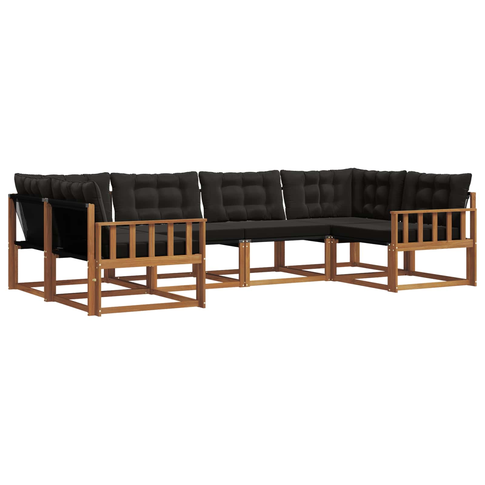Buiten bankenset met kussen 6 pcs Natuurlijk en Zwart is nu te koop bij PeponiXL, paradijselijk wonen!