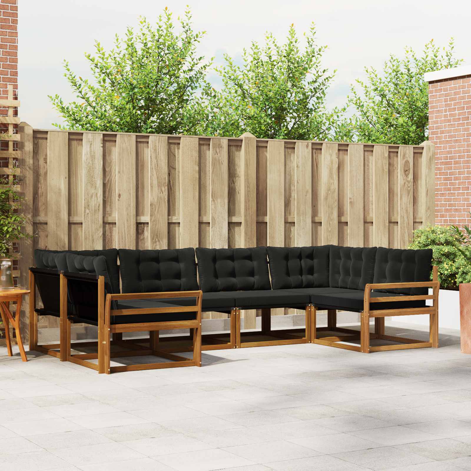 Buiten bankenset met kussen 6 pcs Natuurlijk en Zwart is nu te koop bij PeponiXL, paradijselijk wonen!