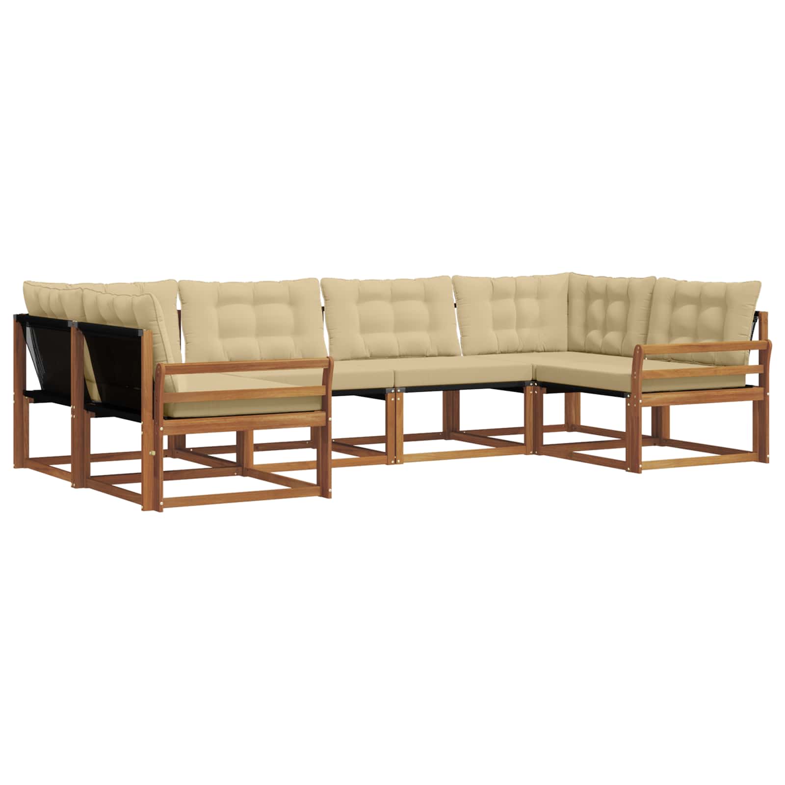 Buiten bankenset met kussen 6 pcs Natuurlijk en Beige is nu te koop bij PeponiXL, paradijselijk wonen!