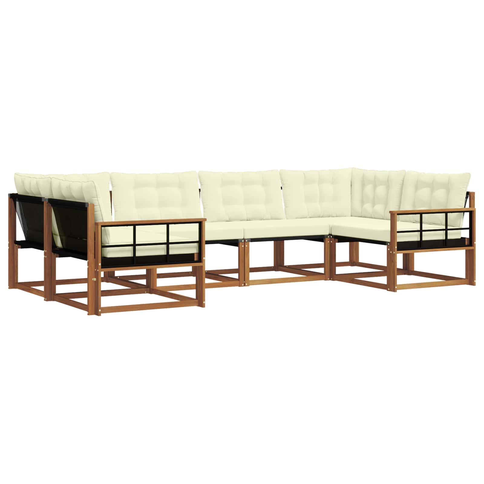 Buiten bankenset met kussen 6 pcs Natuurlijk en Crème is nu te koop bij PeponiXL, paradijselijk wonen!