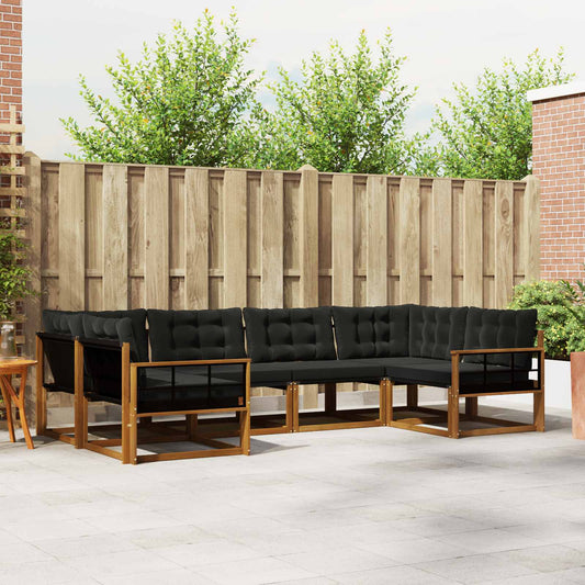 Buiten bankenset met kussen 6 pcs Natuurlijk en Zwart is nu te koop bij PeponiXL, paradijselijk wonen!