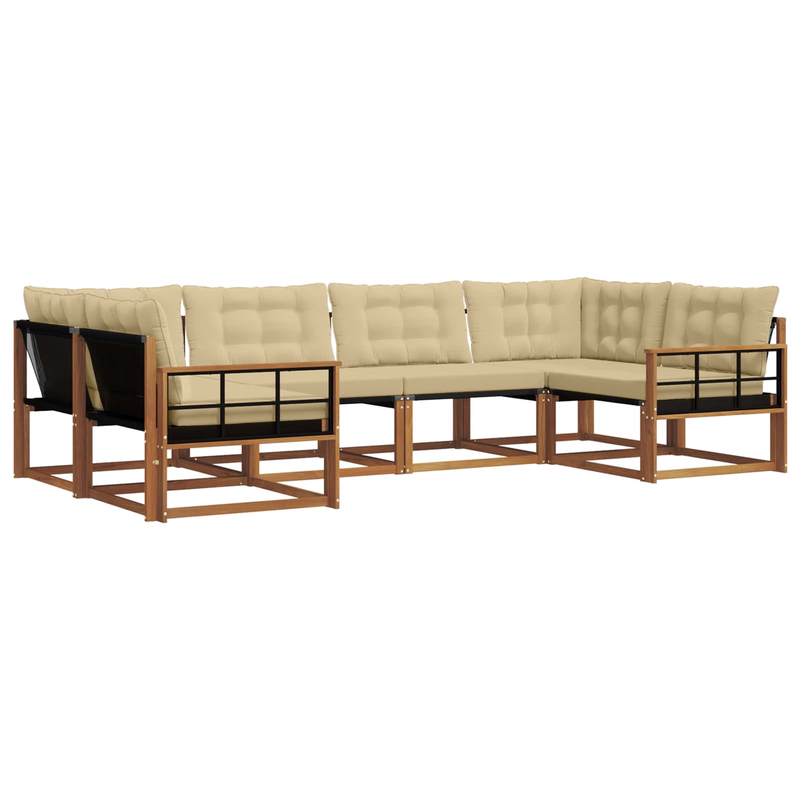 Buiten bankenset met kussen 6 pcs Natuurlijk en Beige is nu te koop bij PeponiXL, paradijselijk wonen!