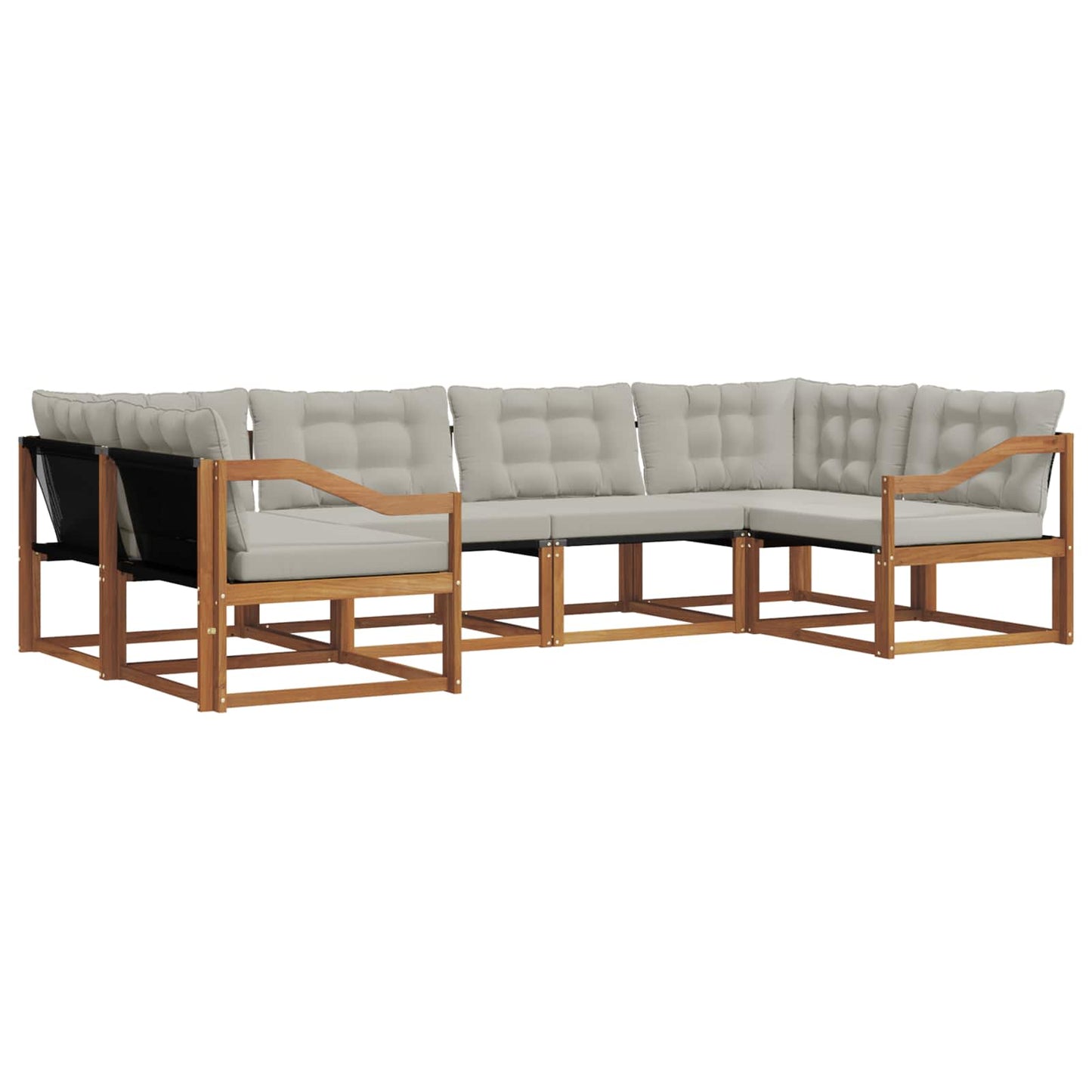 Buiten bankenset met kussen 6 pcs Natuurlijk en Lichtgrijs is nu te koop bij PeponiXL, paradijselijk wonen!