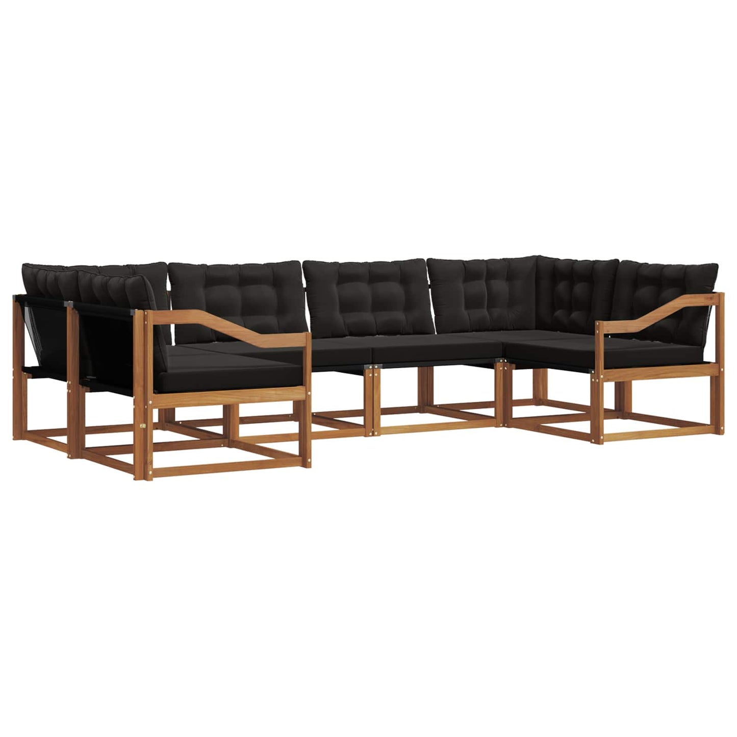 Buiten bankenset met kussen 6 pcs Natuurlijk en Zwart is nu te koop bij PeponiXL, paradijselijk wonen!