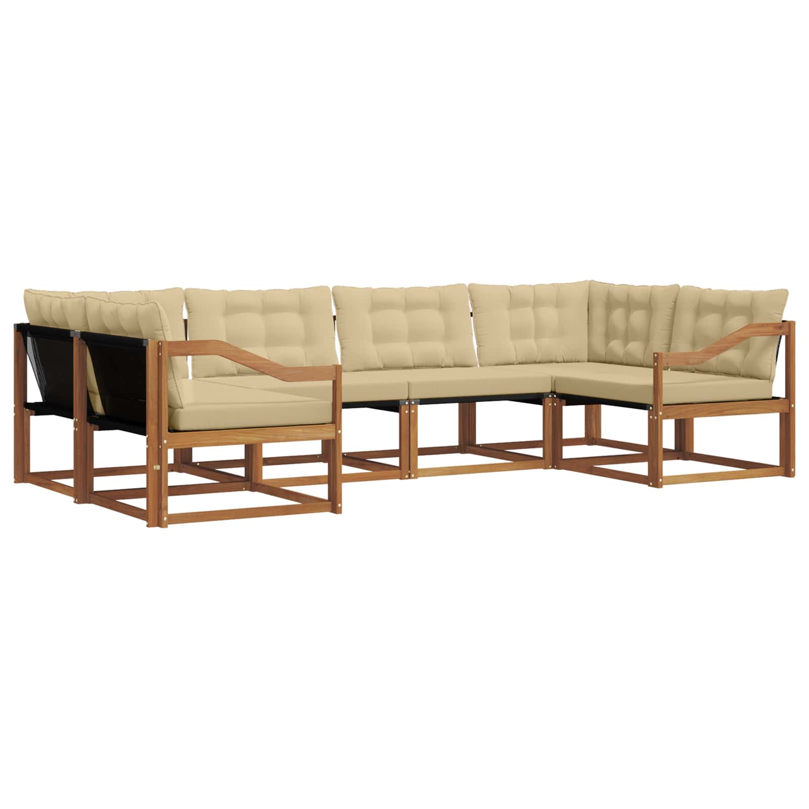 Buiten bankenset met kussen 6 pcs Natuurlijk en Beige is nu te koop bij PeponiXL, paradijselijk wonen!