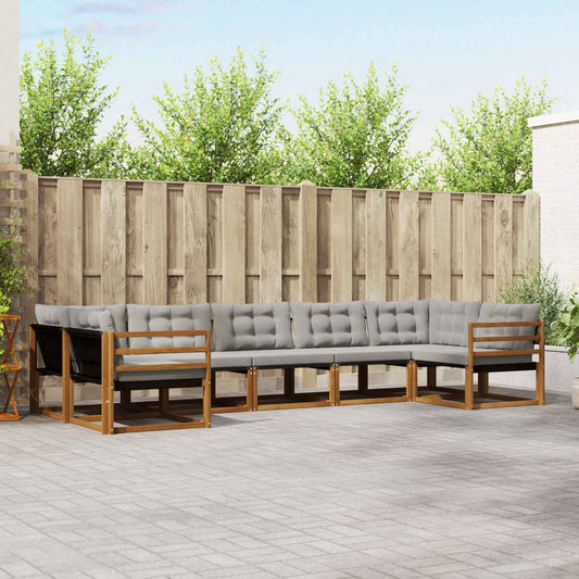Buiten bankenset met kussen 7 pcs Natuurlijk en Lichtgrijs is nu te koop bij PeponiXL, paradijselijk wonen!