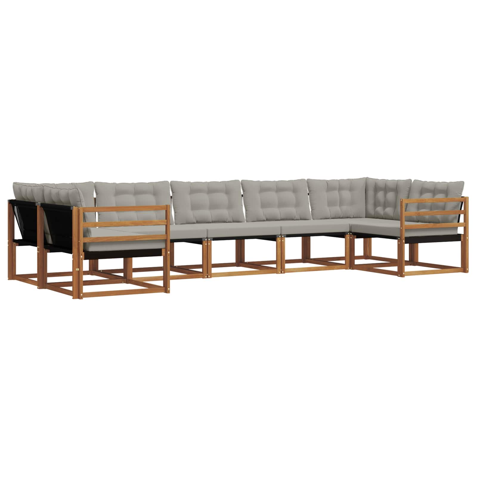 Buiten bankenset met kussen 7 pcs Natuurlijk en Lichtgrijs is nu te koop bij PeponiXL, paradijselijk wonen!