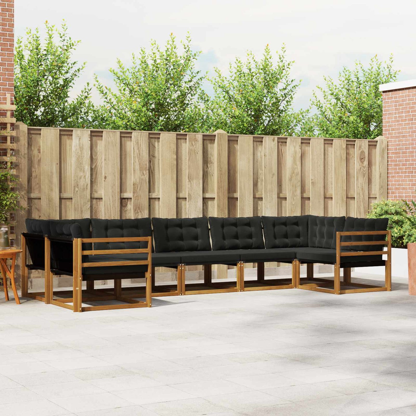Buiten bankenset met kussen 7 pcs Natuurlijk en Zwart is nu te koop bij PeponiXL, paradijselijk wonen!