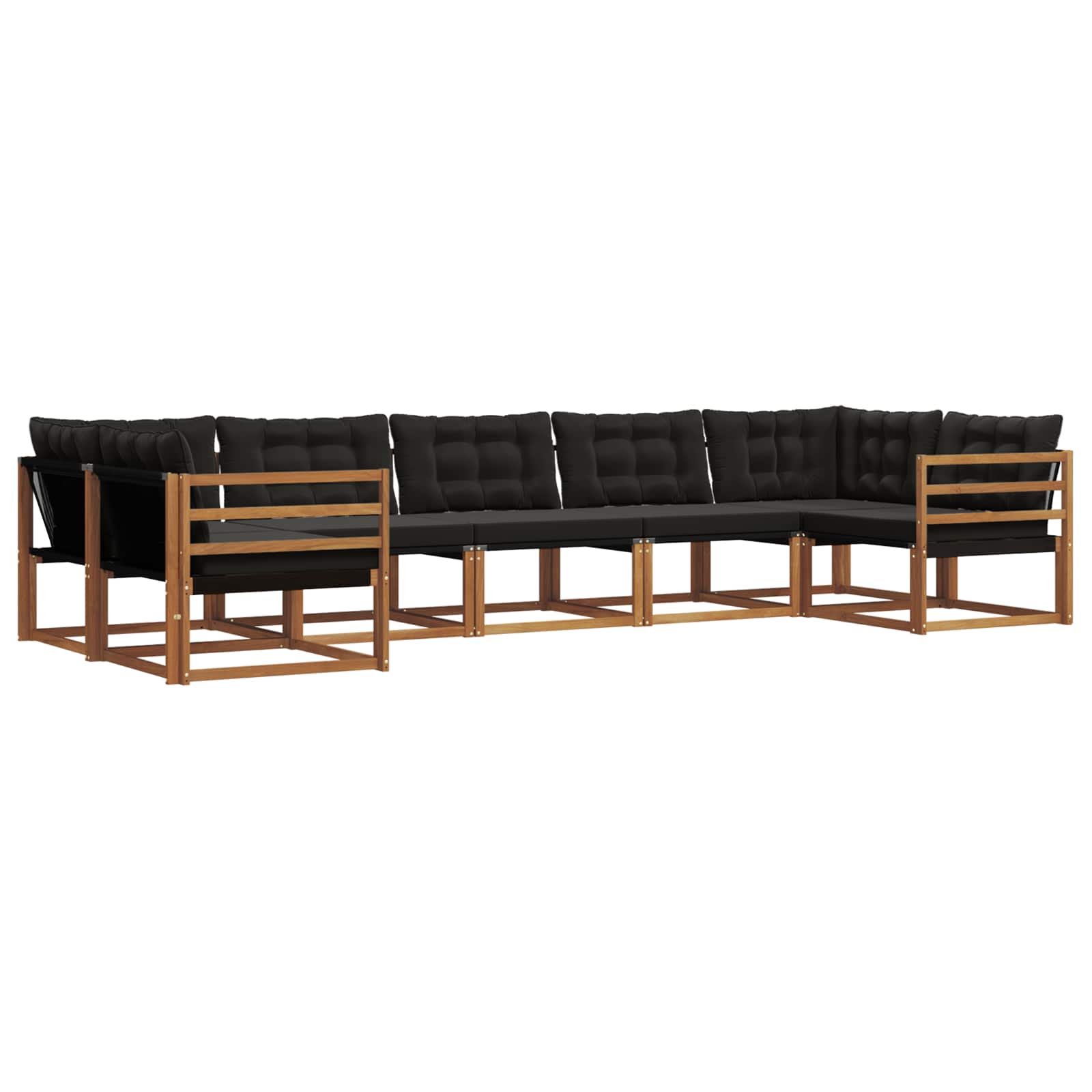Buiten bankenset met kussen 7 pcs Natuurlijk en Zwart is nu te koop bij PeponiXL, paradijselijk wonen!
