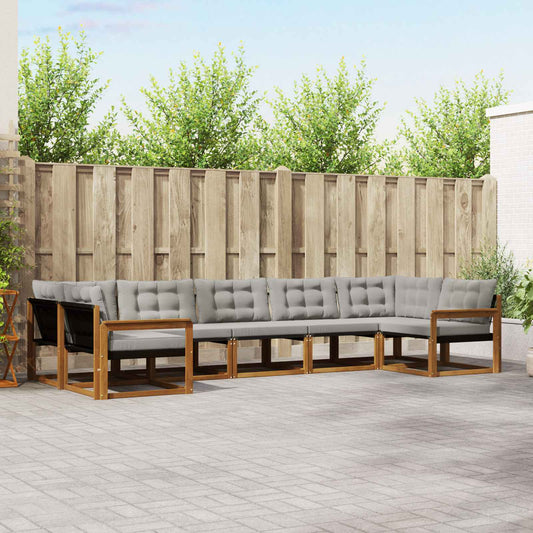 Buiten bankenset met kussen 7 pcs Natuurlijk en Lichtgrijs is nu te koop bij PeponiXL, paradijselijk wonen!