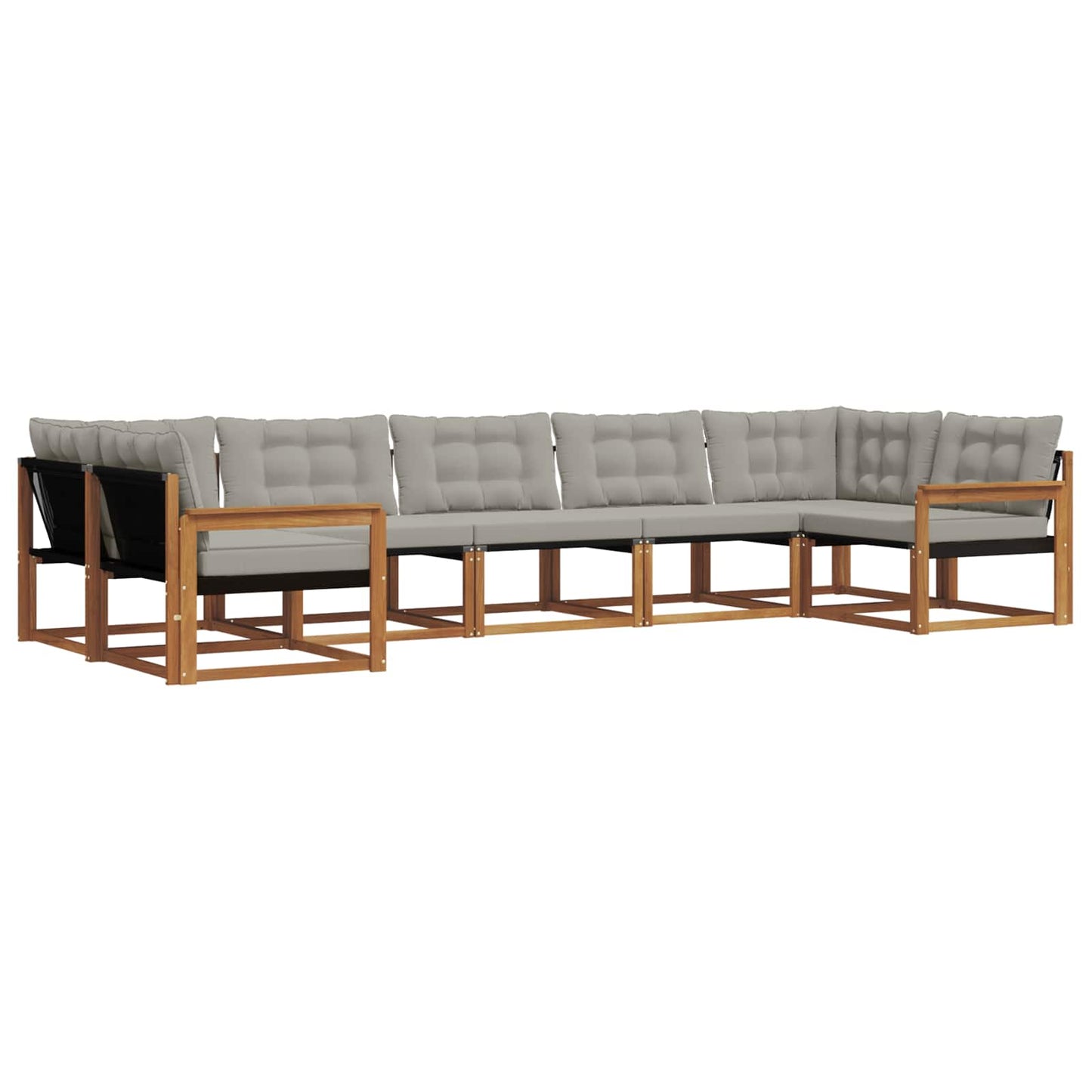 Buiten bankenset met kussen 7 pcs Natuurlijk en Lichtgrijs is nu te koop bij PeponiXL, paradijselijk wonen!