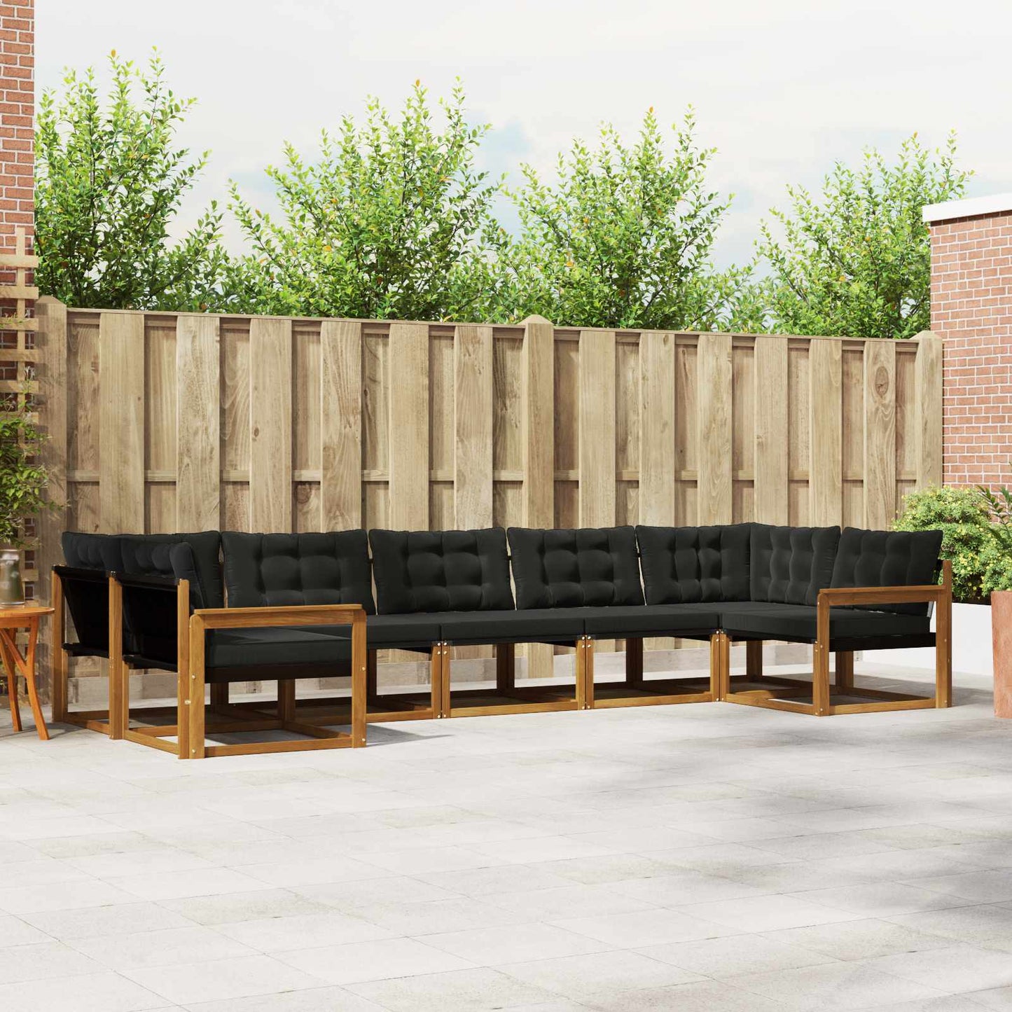 Buiten bankenset met kussen 7 pcs Natuurlijk en Zwart is nu te koop bij PeponiXL, paradijselijk wonen!