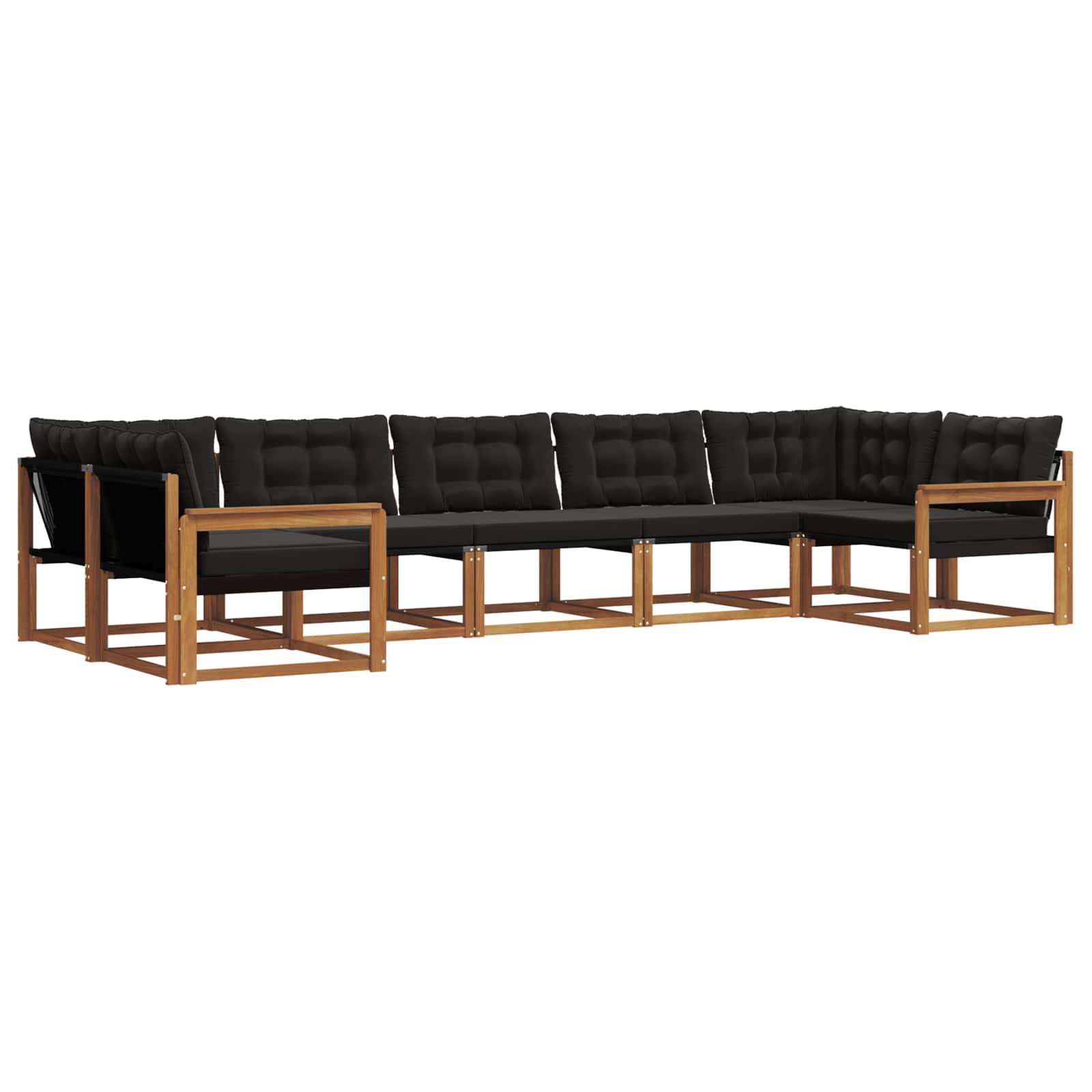 Buiten bankenset met kussen 7 pcs Natuurlijk en Zwart is nu te koop bij PeponiXL, paradijselijk wonen!