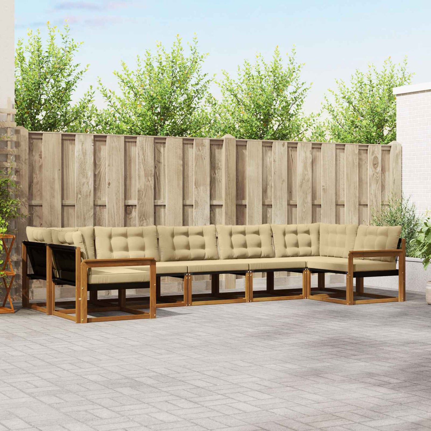Buiten bankenset met kussen 7 pcs Natuurlijk en Beige is nu te koop bij PeponiXL, paradijselijk wonen!