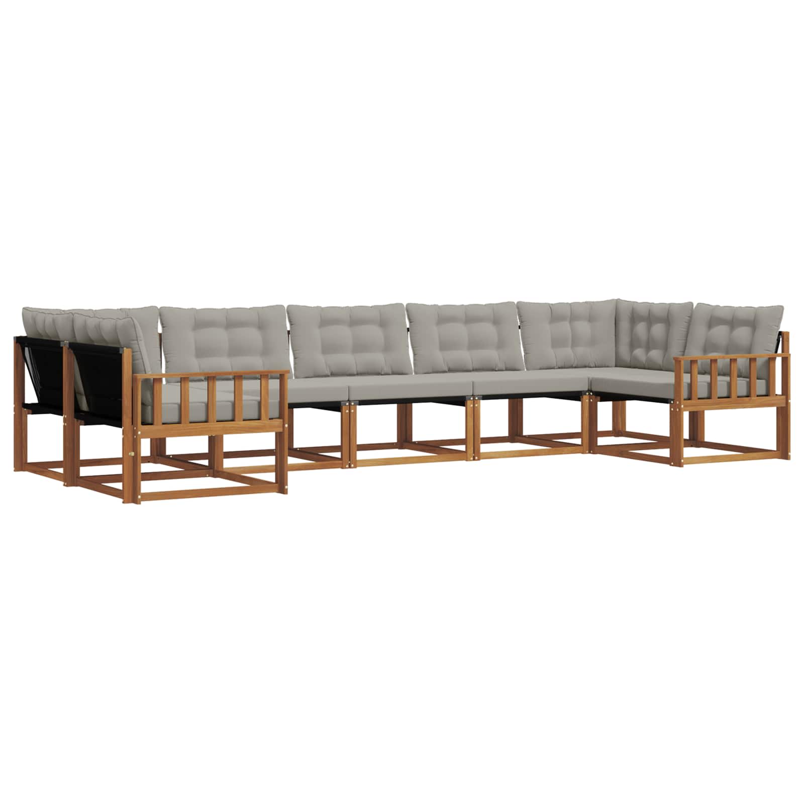 Buiten bankenset met kussen 7 pcs Natuurlijk en Lichtgrijs is nu te koop bij PeponiXL, paradijselijk wonen!