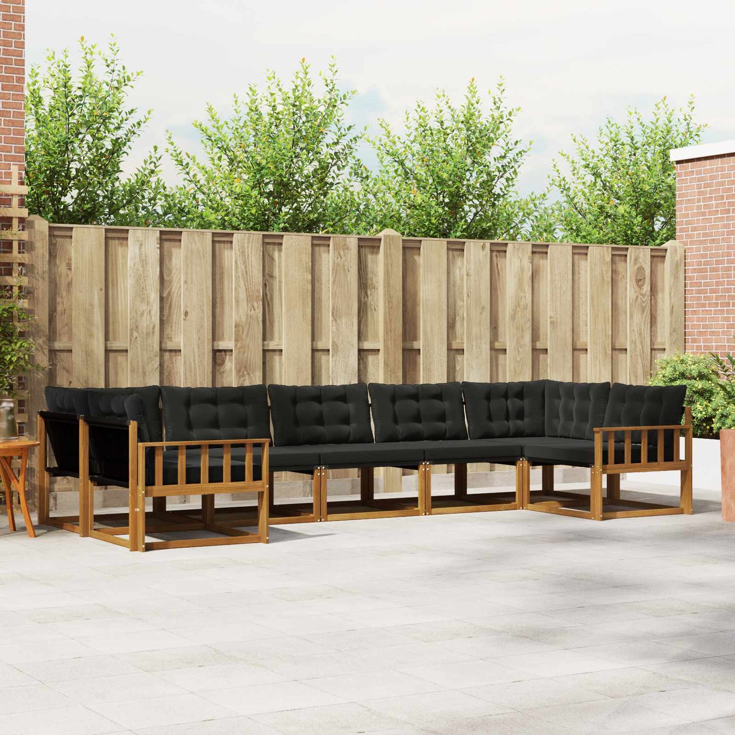 Buiten bankenset met kussen 7 pcs Natuurlijk en Zwart is nu te koop bij PeponiXL, paradijselijk wonen!