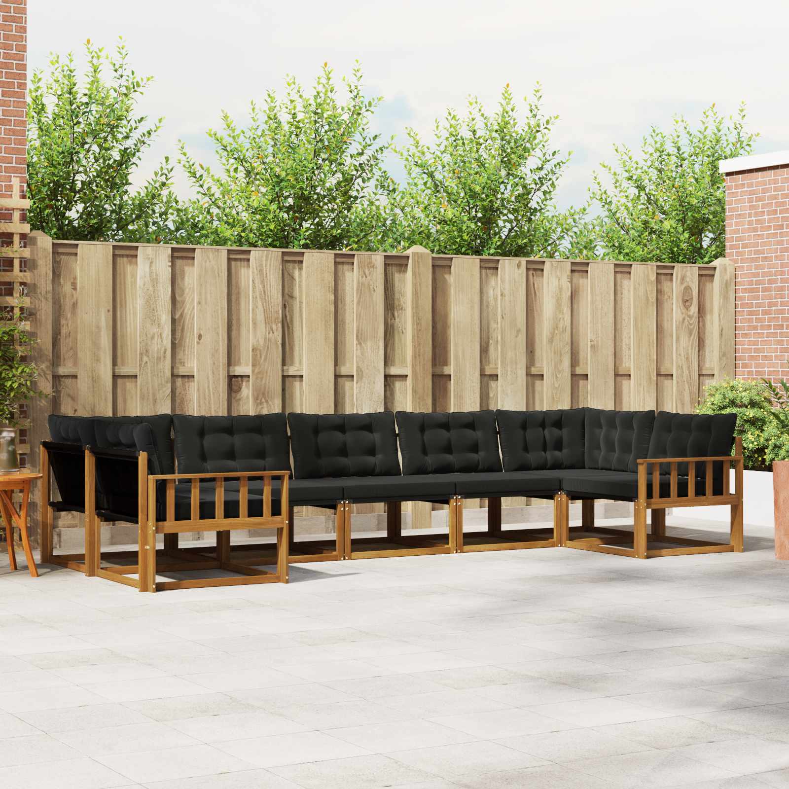 Buiten bankenset met kussen 7 pcs Natuurlijk en Zwart is nu te koop bij PeponiXL, paradijselijk wonen!